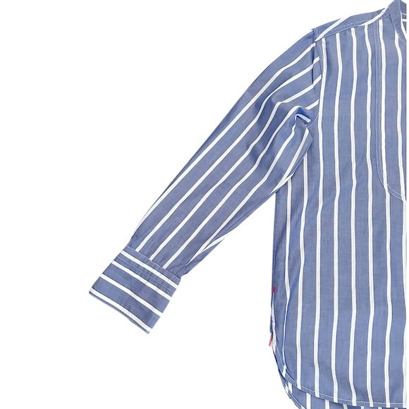 Alex Mill Eloise Bib Lightweight Wide Stripe Shirt, Navy Blue/White, Size M - Picture 12 of 15